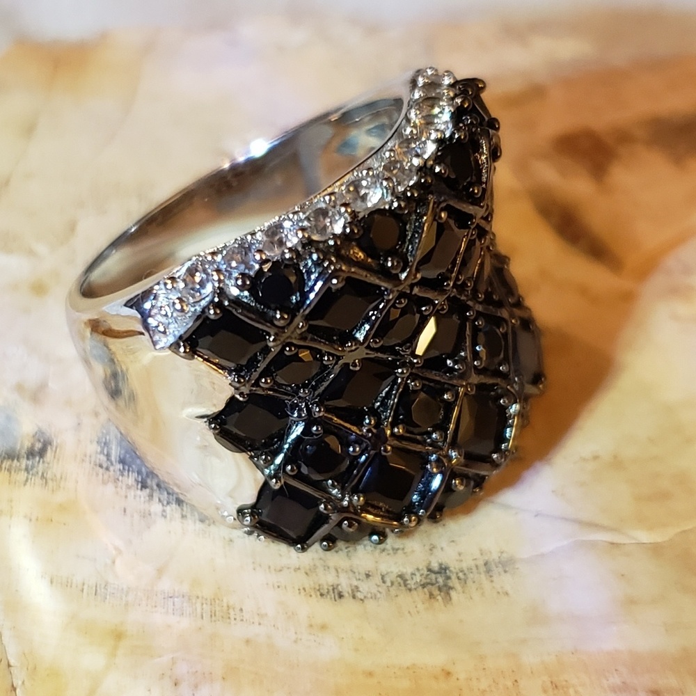 Black spinel statement ring